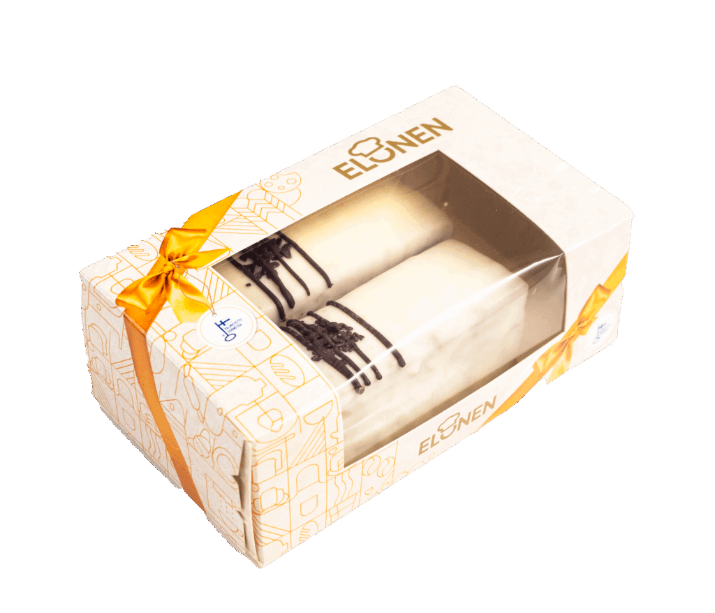 Elonen Cafe Latte Leivos - maitokahvin makuinen leivos vaalealla kuorrutteella.