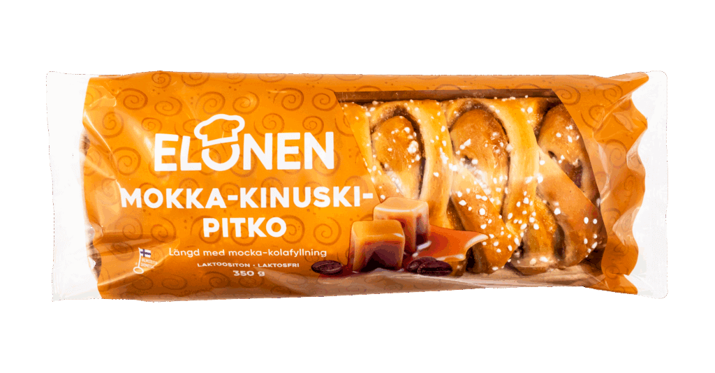 Elonen Mokka-kinuskipitko - Mokan ja kinuskin makuinen pullapitko.