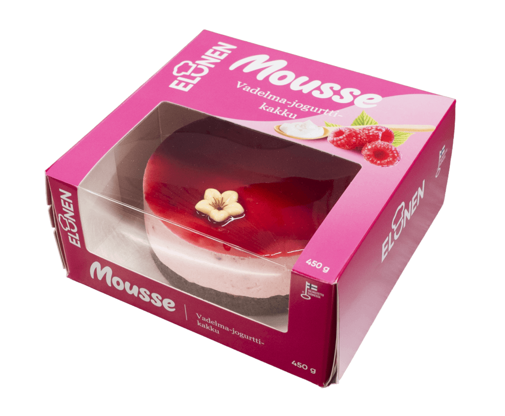 Elonen Mousse Vadelma-jogurttikakku.