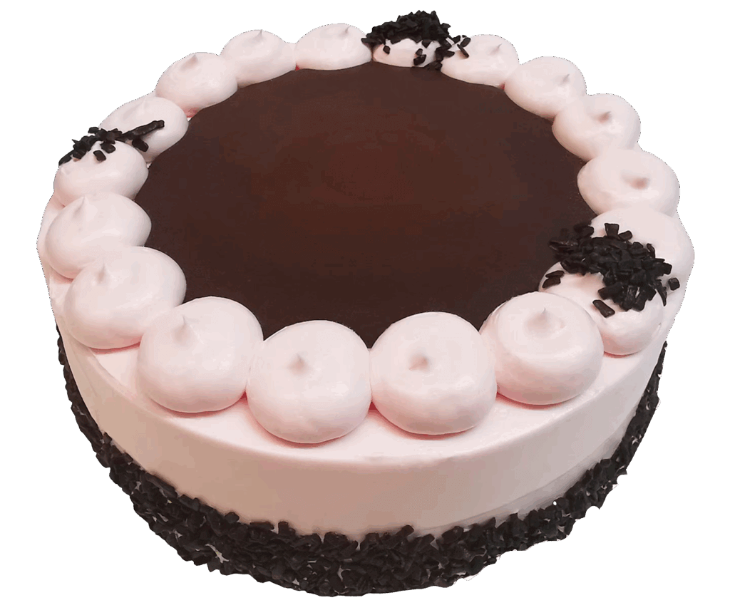 Elonen mansikka-tryffelikakku - kakussa on vaalea kakkupohja, joka on täytetty mansikkahillolla ja mansikkavaahdolla.