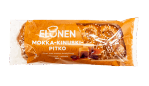 Elonen Mokka-kinuski-pitko - mokan ja kinuskin makuinen, pehmeä pullapitko.