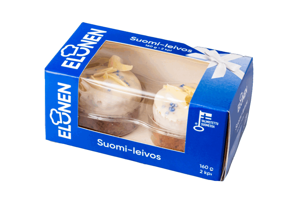 Elonen Suomi Leivos - Leivos sinivalkoisilla koristeilla.